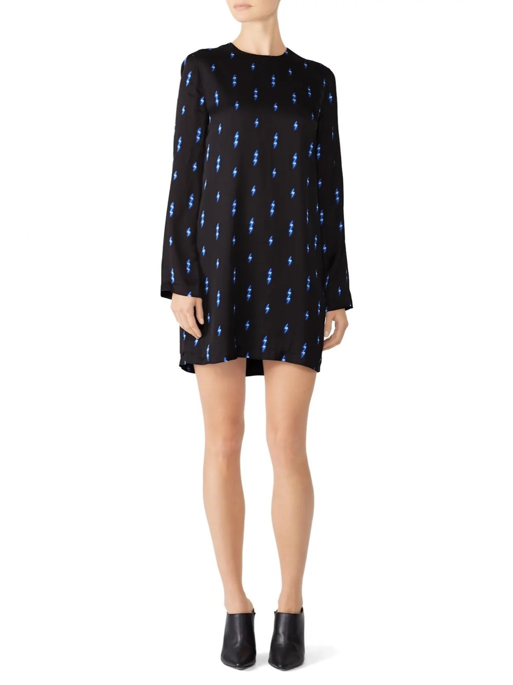 Equipment Anjelisa Lightening Bolt Black  Shift Dress
